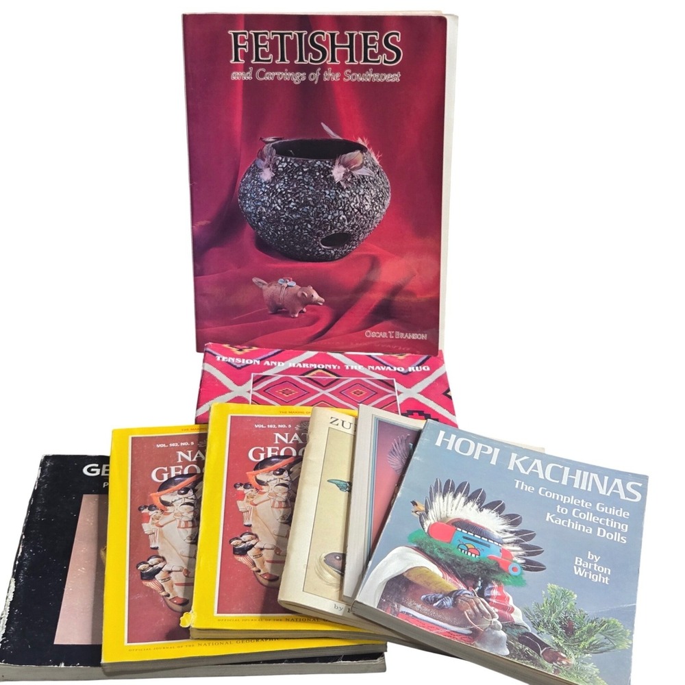 Lot 8 Native American Art Books Hopi Kachinas Zuni Fetishes Navajo Rugs Pottery